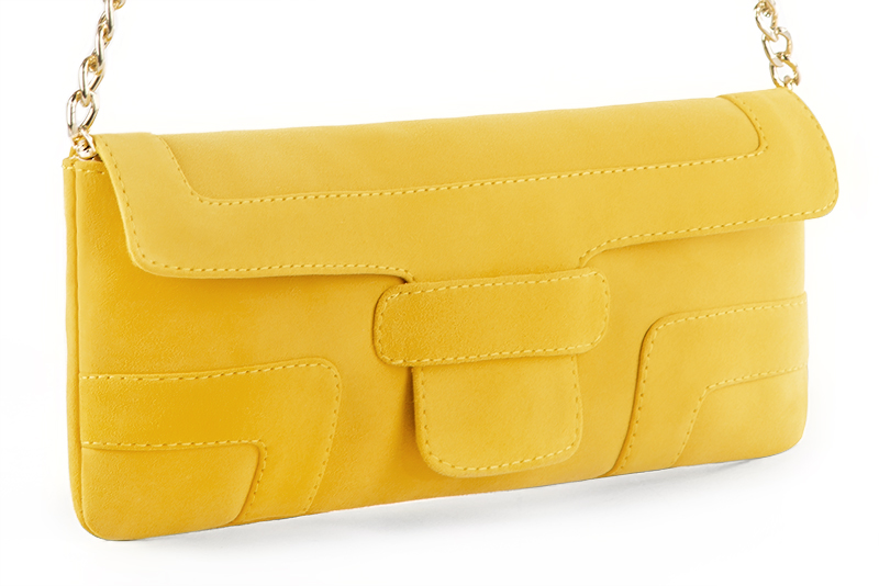 Yellow women's dress clutch, for weddings, ceremonies, cocktails and parties. Front view - Florence KOOIJMAN